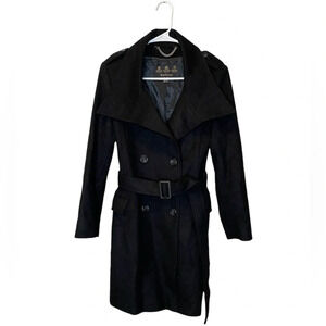 Barbour Madge Black Coat Wool and Cashmere Blend Size 4 Jacket With Belt